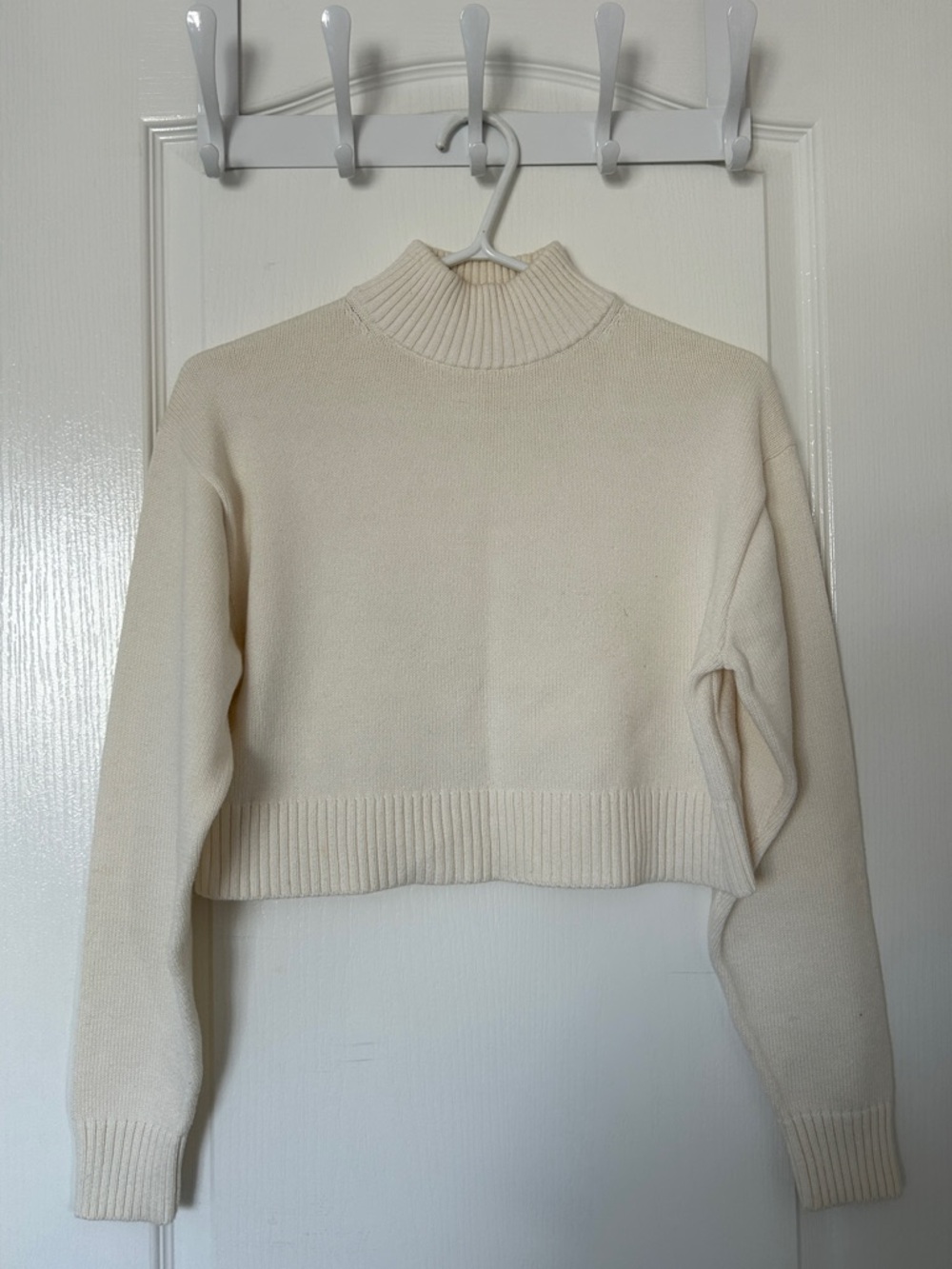 Sunday Best Cream Cropped Mock Neck Sweater
